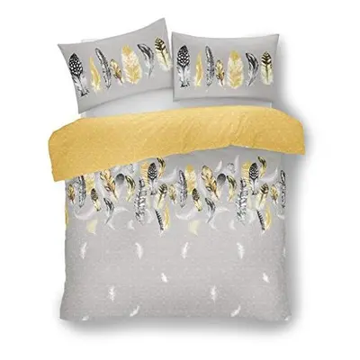 FAIRWAYUK Yellow and Grey Duvet Cover Set King, Reversible Quilt Bedding With Pillowcase, Ultra 