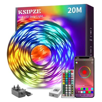 (KSIPZE 20m Led Strip Lights RGB Music Sync Color Changing, Led Lights with Bluetooth App Remote