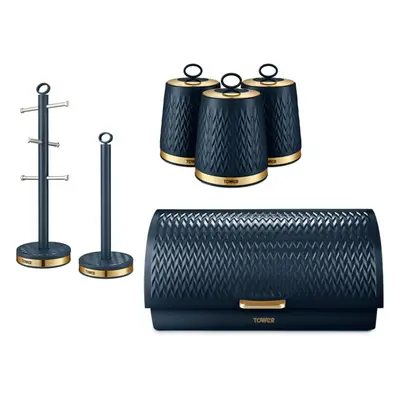 Tower Empire Midnight Blue Bread Bin, Canisters, Mug Tree Kitchen Set