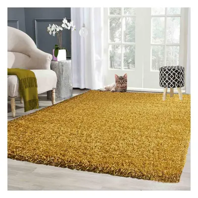 (160cm x 220cm) Abaseen Shaggy Gold Ochre Thick Luxurious Soft Rug