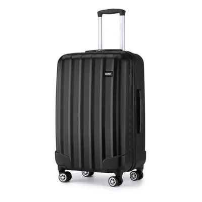 (24 inch) Black ABS Hard Shell Luggage with Spinner Wheels Business Trip Trolley Case Suitcase