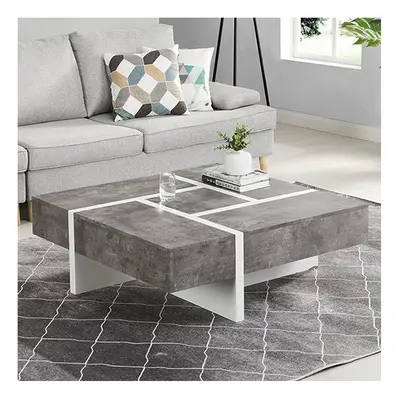 Nova Square Storage Coffee Table In Concrete Effect And White