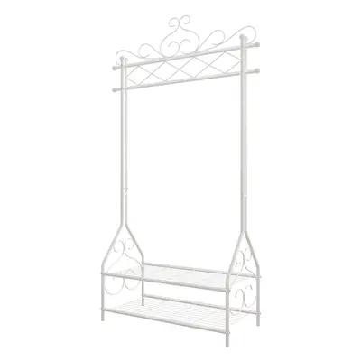 Vintage Clothes Stand Coat Rack Shelving Non-Slip Feet Durable Cream