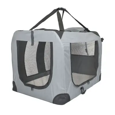 (XL) Soft PET CARRIER Folding Dog Cat Animal Travel Cage Bag Portable Grey Crate Box