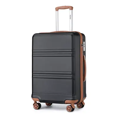 (Black and Brown, inch) 1, or Pieces ABS Sculpted Horizontal Design Suitcase With TSA Lock