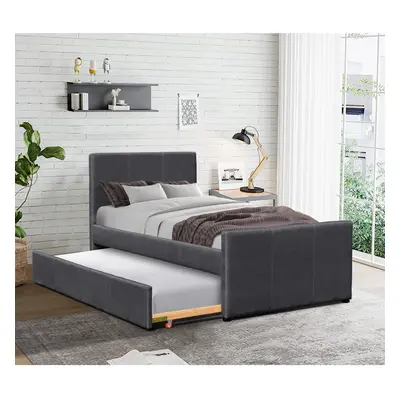 (Grey, Tanya Mattresses) Comfy Living 3ft Fabric Bed Frame With Trundle Bed