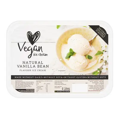 Vegan Ice Cream Natural Vanilla Bean Flavour Ice Cream Litres (Case of x 4ltr)