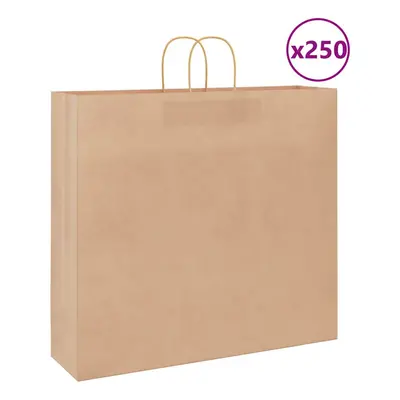 (brown, x x cm) vidaXL Paper Bags pcs with Handles Brown 21x11x36 cm Paper Grocery Bag