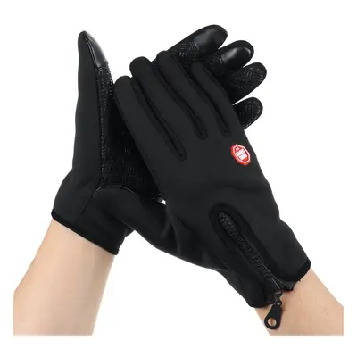 (Black, 2XL) Winter Bike Gloves Thermal Touch Screen Windproof Work Gloves Outdoor Cycling