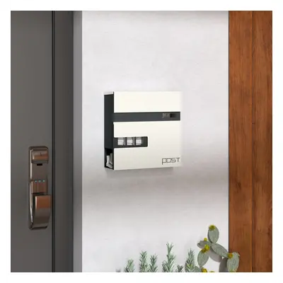 HOMCOM Wall Mounted Post Box, Weatherproof Letterbox with Lock, White