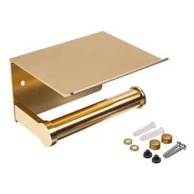 (Gold, L) Wall Mounted Bathroom Toilet Roll Paper Shelf Holder Racks Toilet Roll Stand Phone