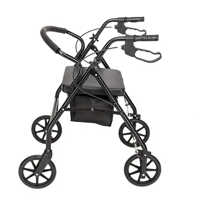 (Black) Rollator Mobility Walker Disability Aid Walking Wheels with Seat