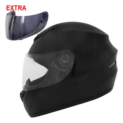 (Gloss Black + Dark Visor, XL) ZORAX ZOR-819 Bike Full Face Motorcycle Helmet Motorbike Crash He