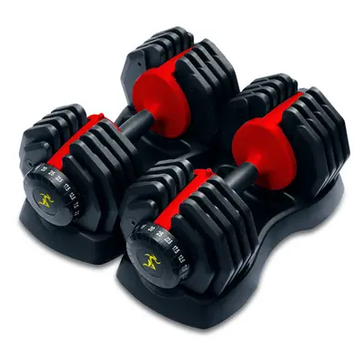 Strongology Urban25 Pair Home Fitness Black Red Adjustable Smart Dumbbells from 2.5kg upto 25kg 