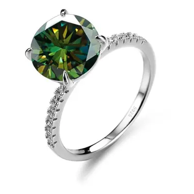 (green, 8.5) Bagueringen S925 Sterling Silver Jewelry Large Carat D Color Moissanite Diamond Cla