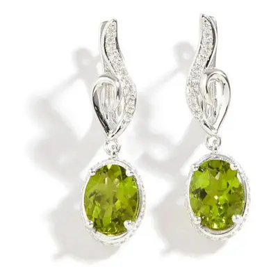 (silver, M) Bolaijewelry Natural Peridot 7x9 Oval Gemstone Drop Silver Clasp Earring For Women L