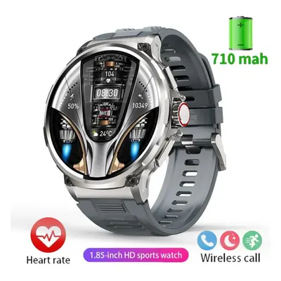 (silver, Silicone band) New Gps Track Smart Watch Men 1.85-inch Ultra Hd Amoled Screen Mah Batte