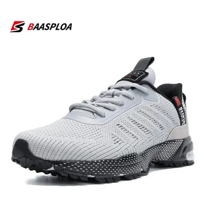 (light grey, 47) Baasploa Professional Running Shoes For Men Lightweight Men&apos;s Designer Mes