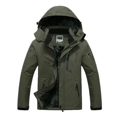 (army green, XXXXL) Winter Jacket Men Plus Velvet Warm Wind Parka 6xl Plus Size Black Hooded Win