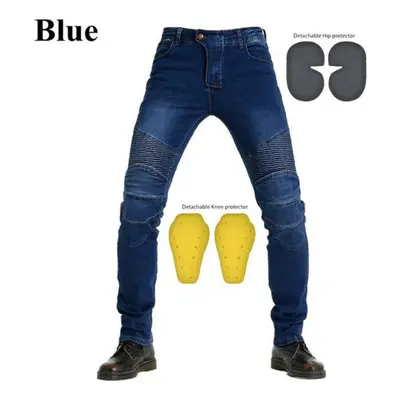 (blue, S) Windproof Motorcycle Racing Jeans Casual Pants Men&apos;s Motorbike Motocross Off-road