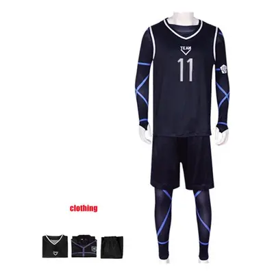 (black, XXL) Anime Blue Lock Nagi Seishiro Cosplay Costume Black Jersey Jumpsuit Football Bodysu