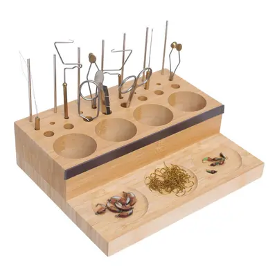 Angler Fly Tying Fishing Kit Tool Organizer - Wooden Fly Fishing Desk For Fly Fishing Tools - St