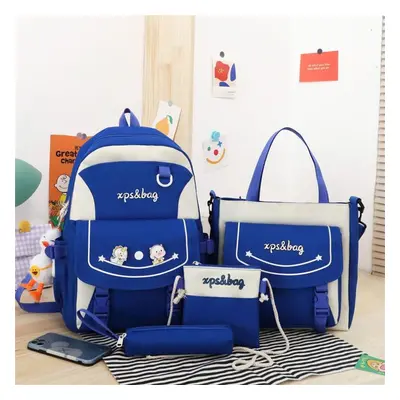 (blue) Pcs Set Pupil Schoolbags For Girls Grade 6 Lightweight Children Tutoring Bag Cute Cartoon