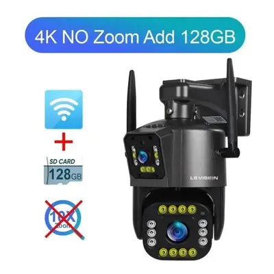 (4K No Zoom Add 128G) Eu 8k Wifi Security Camera 20x Zoom Outdoor 4k Four Lens Dual Screen Ptz C