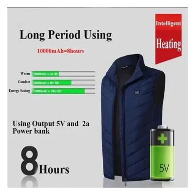 (blue, 4XL) Winter Men&apos;s Brand Usb Electric Heating Vest High Quality Usb Fast Heating Warm