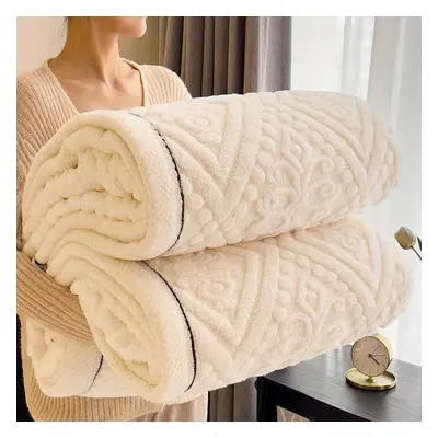 (beige, 150*200cm) Winter Warm Sleeping Blanket Soft Comfortable Flannel Fleece Blankets For Bed