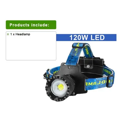 (Kit A) 120w High Power Headlamp 2000m Super Powerful Headlight Rechargeable Waterproof Head Lan