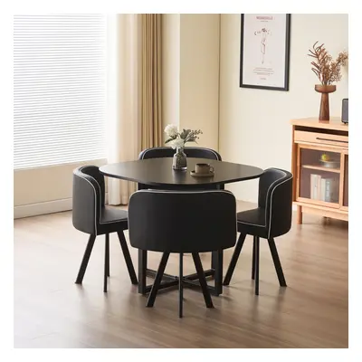 (Black, Black) 90cm Square Dining Table Set with Chairs Various Colours