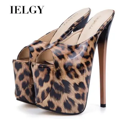 (leopard, 42) Ielgy High-heeled Sandals And Slippers Transparent 19cm Fine Heel Leopard Large Si