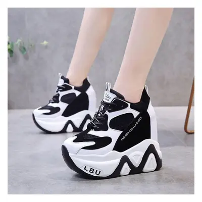 (black, 37) Thick-soled Daddy Shoes Women&apos;s Spring Sports Platform Shoes Increase Women&apo