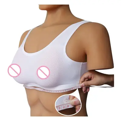 (white, 800g White Bra With Boob) Realistic Fake Silicone Breasts, Transgender Breasts, Cosplay,