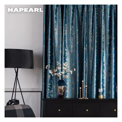 (blue, W100cm x L200cm) 1pc Napearl 80% Blackout Luxurious Velvet Fabric With Hot Stamping Proce