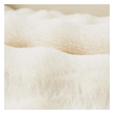 (white, 110*110cm) Rabbit Plush Sofa Cushion Winter Padded Plush Cushion Non-slip Leather Sofa C