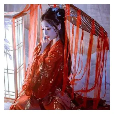 (red, XL) Dancing Chinese Hanfu Princess Dress Women Fairy Folk With Female Dance Oriental Costu