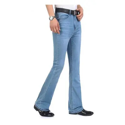 (light blue, 38) Mens Denim Bootcut Pants 70s Western Cowboy Bell Bottoms Flared Jeans Trousers 