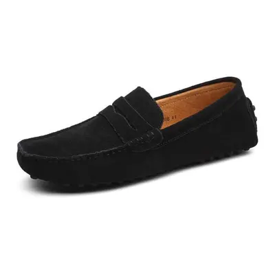 (black, 40) Size Mens Casual Peas Shoes Suede Leather Men Loafers Moccasins Slip On Flats