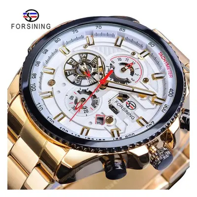 (champagne) Forsining2022 New Three-disc Sports Automatic Mechanical Strap Calendar Men&apos;s T