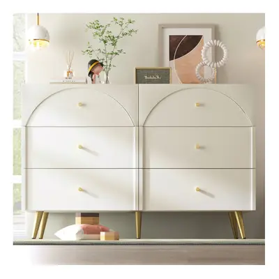 Sideboard Cabinet for Living Room, Chest of Drawers with drawers, Cream White, 40D x 120W x 85H 