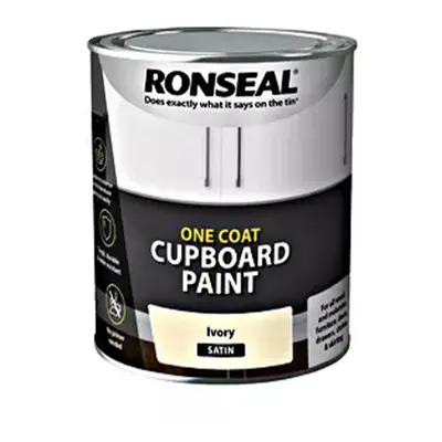 Ronseal One Coat Cupboard Paint Water Based, Ivory - Satin 750ml