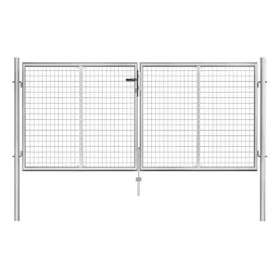 Garden Gate Galvanised Steel 306x150 cm Silver