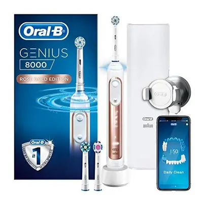 Oral-B Genius Electric Toothbrush Rechargeable Powered By Braun, Rosegold Connected Handle, Mode