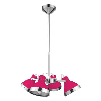 Premier Housewares Hot Pink and Chrome Shade Pendant Light