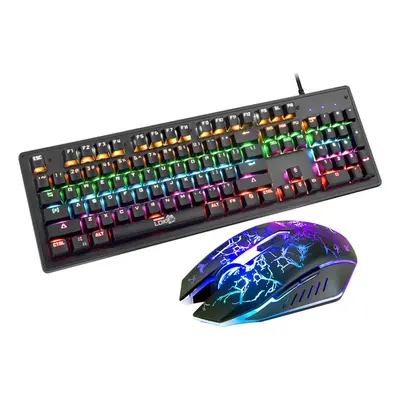 (Keyboard + Mouse) Wired Keyboard & Mouse Set Keys USB Wired LED Breathing Backlit Gaming Keyboa