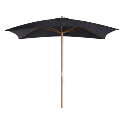 Outsunny Wooden Garden Parasol Sun Shade Patio Umbrella Canopy Black