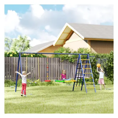 AIYAPLAY in Kids Swing Set with Swings, Climbing Net and Ladder