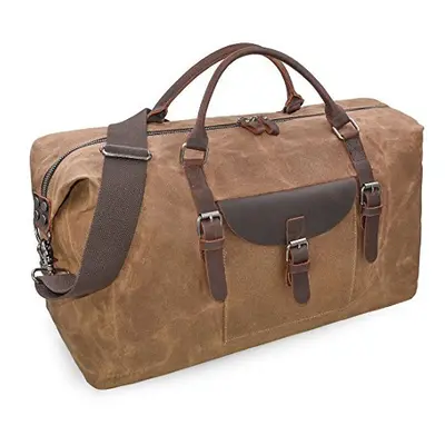 Mens Travel Holdall Duffle Bag Leather Weekend Overnight Bag Waterproof Large Canvas Holdall Vin